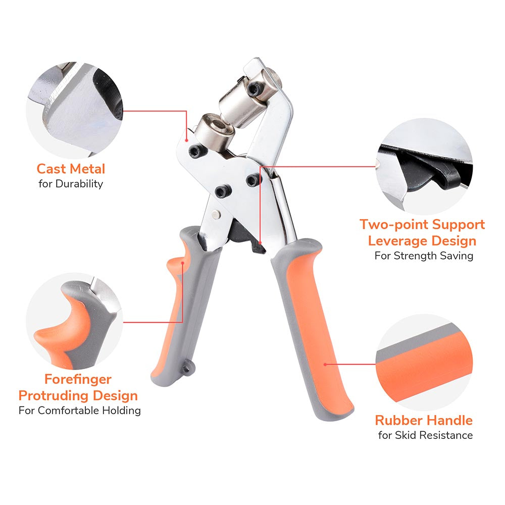 Yescom 10mm Portable Eyelet Grommet Plier Punch Tool & 500 Grommets Image