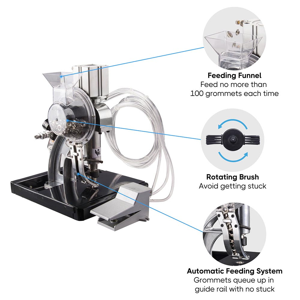 Yescom Pneumatic Grommet Tool Machine Foot Pedal 4000pc #2 Grommets Image