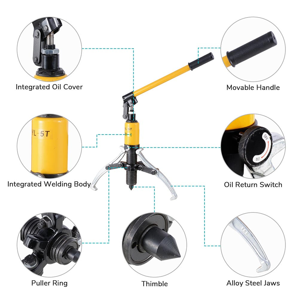 Yescom Hydraulic Gear Bearing Puller Set 5-ton 3 Jaws Image