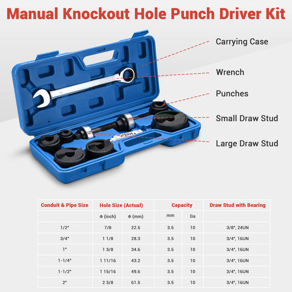 Yescom 6 Ton Manual Knockout Punch Kit 6 Piece Tool Kit Image