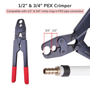 Yescom Pex Crimp Tool Ring Crimper w/ Gauge 1/2" 3/4" Red Image