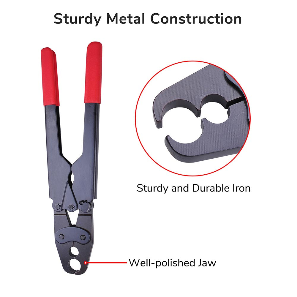 Yescom Pex Crimp Tool Ring Crimper w/ Gauge 1/2" 3/4" Red Image