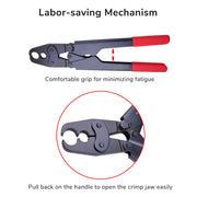 Yescom Pex Crimp Tool Ring Crimper w/ Gauge 1/2" 3/4" Red Image