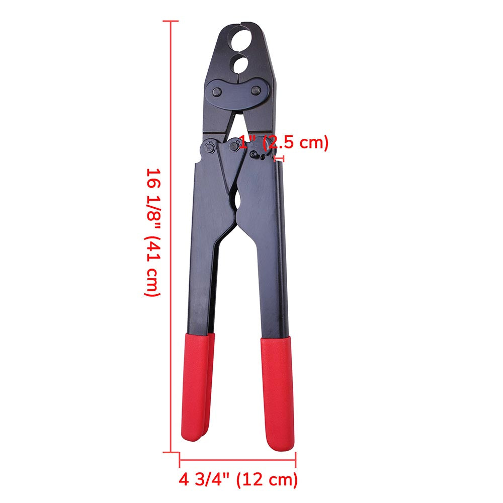 Yescom Pex Crimp Tool Ring Crimper w/ Gauge 1/2" 3/4" Red Image