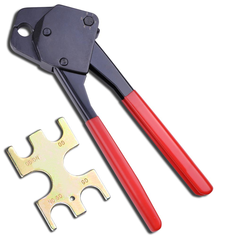 Yescom Pex Crimp Tool Ring Crimper w/ Gauge 3/8" Red Image