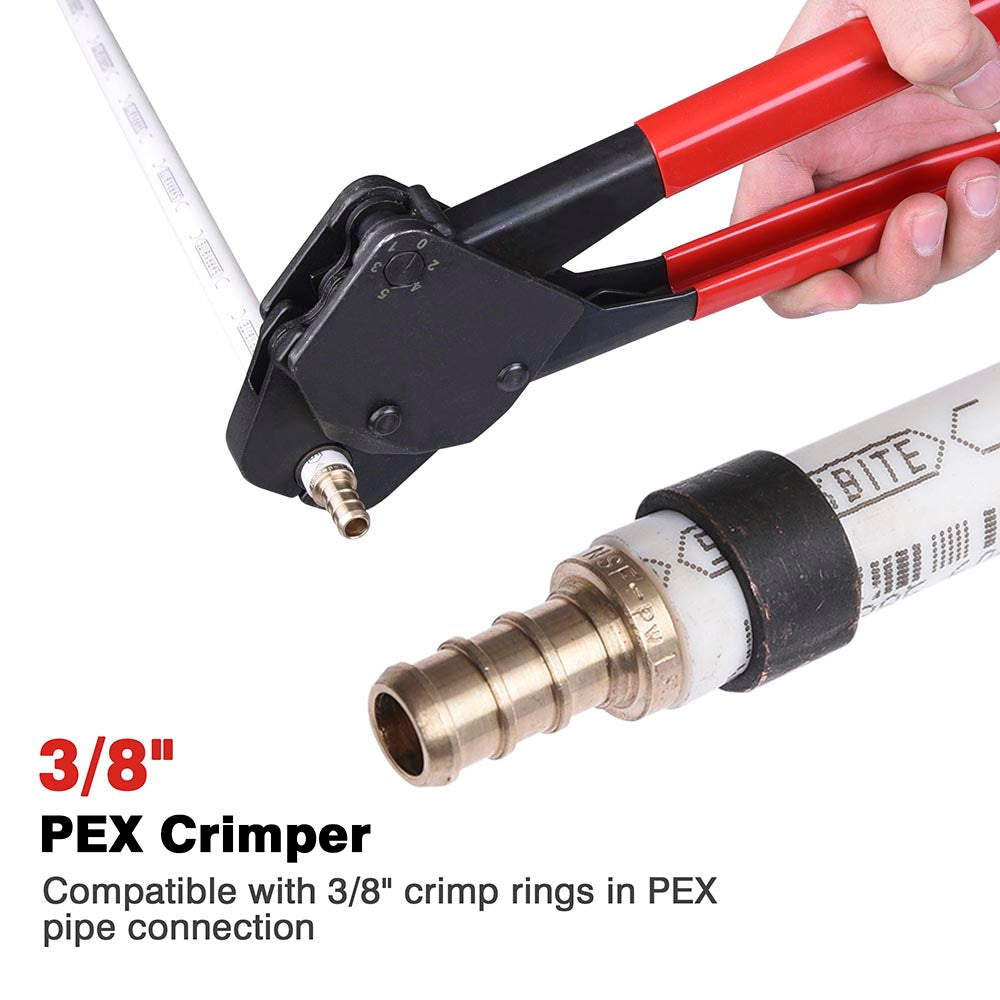 Yescom Pex Crimp Tool Ring Crimper w/ Gauge 3/8" Red Image