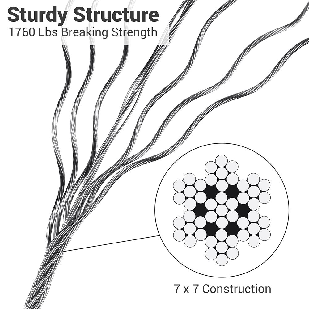 Yescom Cable Railing 316 Stainless Steel Wire Rope 7x7 1/8" Image