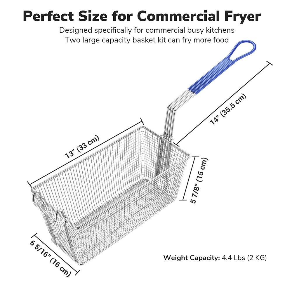 Yescom Commercial Deep Fryer Baskets with Handle & Front Hook 13x6x6in Image