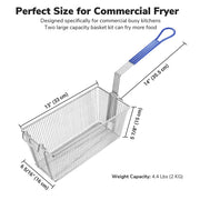 Yescom Commercial Deep Fryer Baskets with Handle & Front Hook 13x6x6in Image