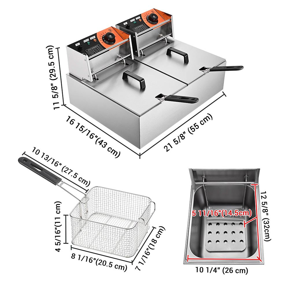 Yescom Electric Deep Fryer 24 L Comml. Countertop Dual-Tank Image