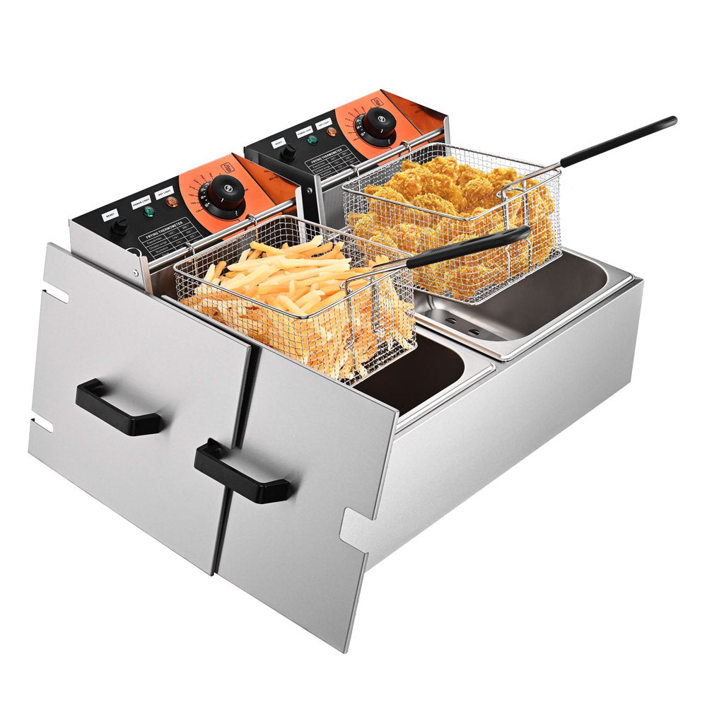 Yescom Electric Deep Fryer 24 L Comml. Countertop Dual-Tank Image