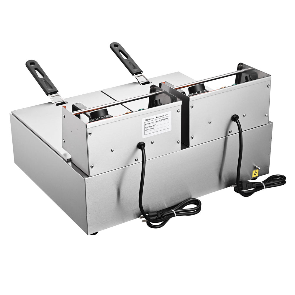 Yescom Electric Deep Fryer 24 L Comml. Countertop Dual-Tank Image