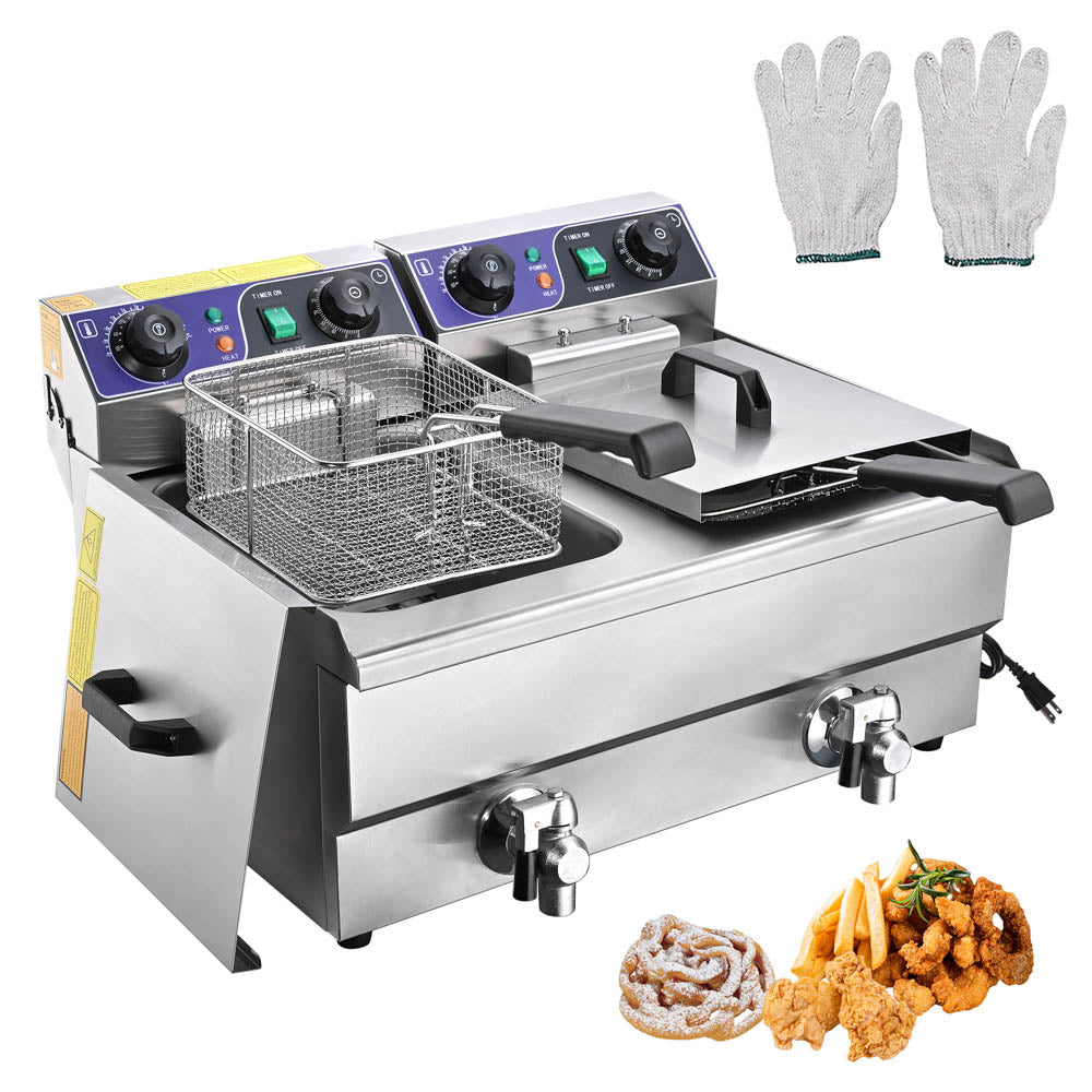 Deep Fryers Stainless Steel Commercial Deep fryer with Timer Dual