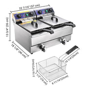 Yescom Electric Deep Fryer Drain Timer 20L 2-Tank Stainless Steel Image