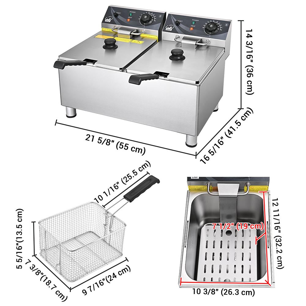 Yescom Commercial Deep Fryer Double Basket 220V 7200W Image