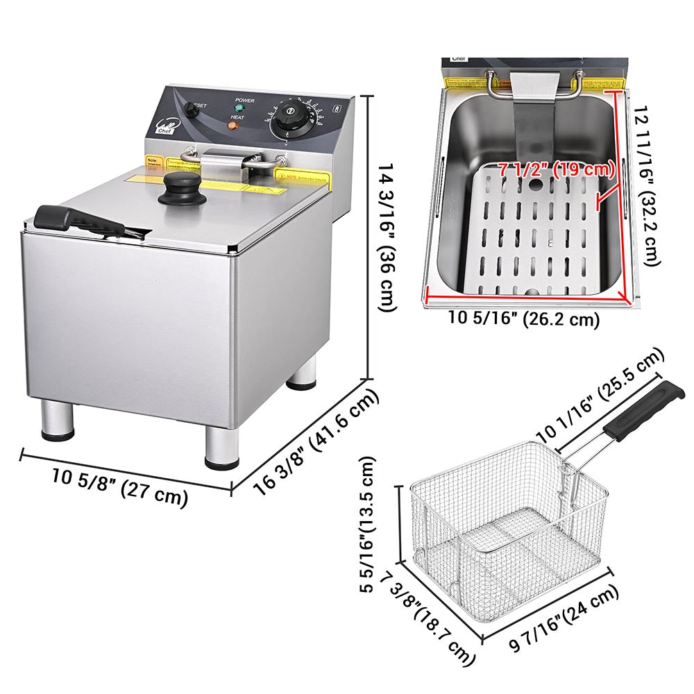 Yescom 12.7QT Deep Fryer with Basket Stainless Steel Fish Fryer Image