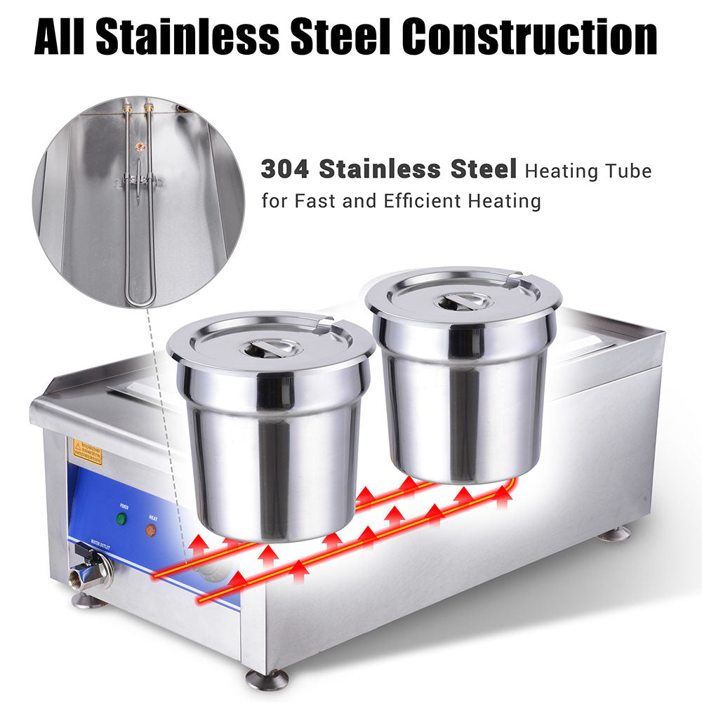 Yescom Food Warmer Water Bath Steam Table Stainless Steel Image