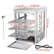 Yescom Pizza Food Warmer Commercial Countertop Display Case 3-Tier 15x15x20 Image