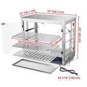 Yescom Pizza Food Warmer Commercial Countertop Display Case 3-Tier 27x15x24 Image