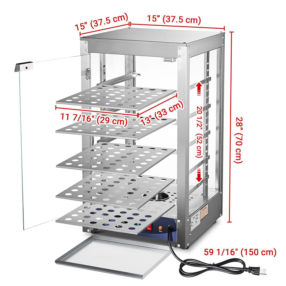 Yescom Pizza Food Warmer Commercial Countertop Display Case 5-Tier 15x15x28 Image