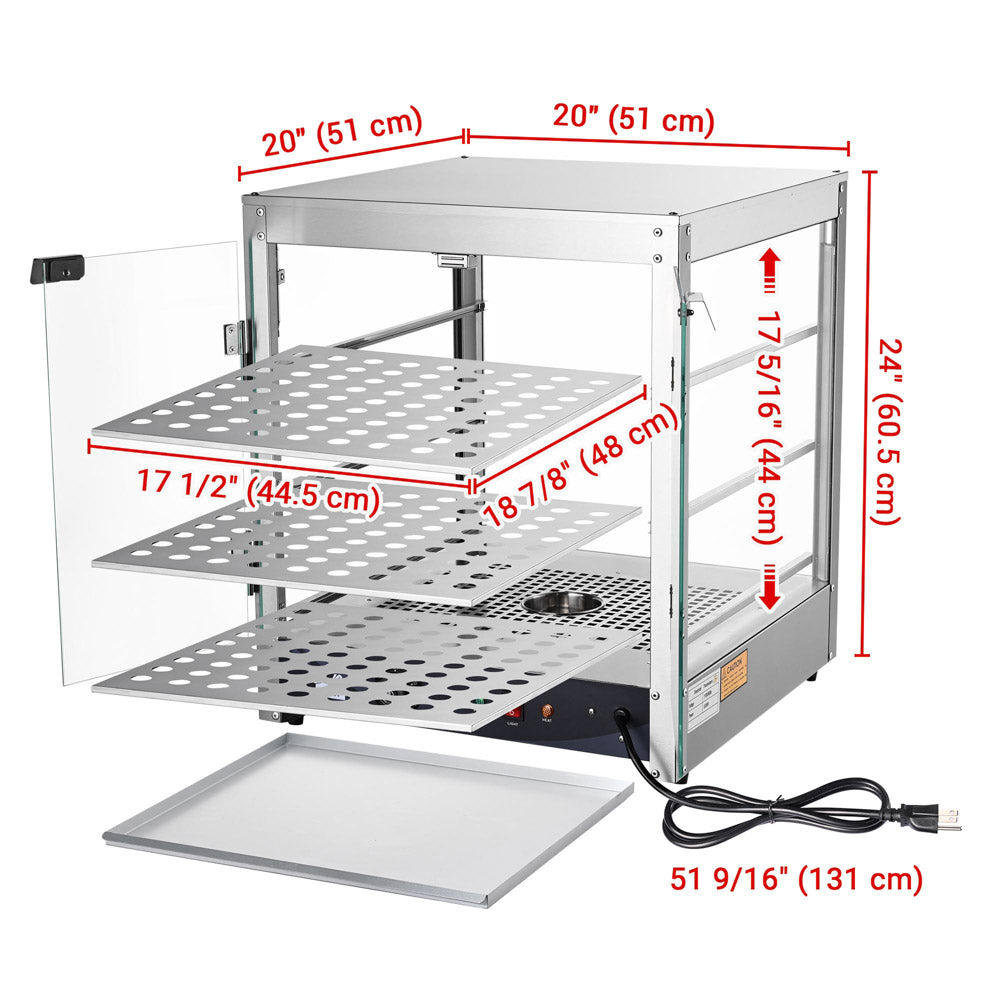 Yescom Pizza Food Warmer Commercial Countertop Display Case 3 Tier Image