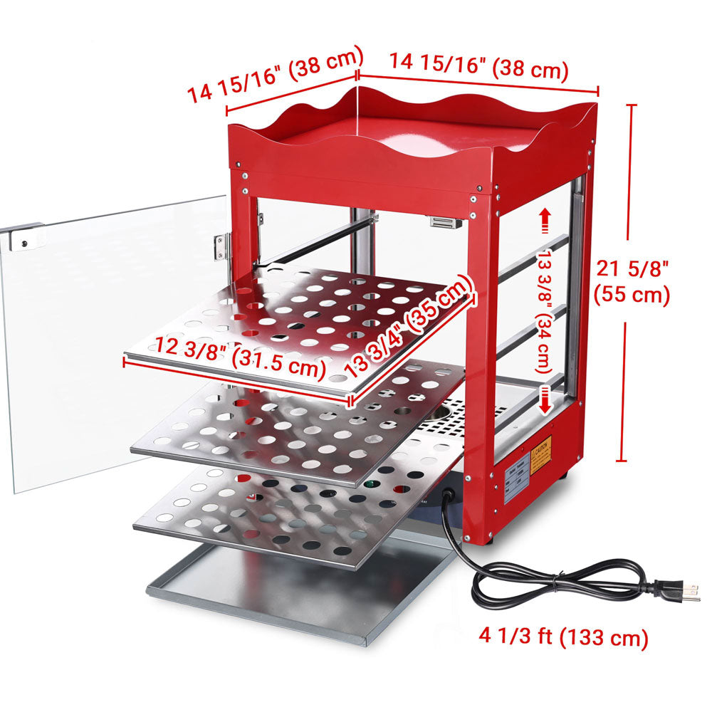 Yescom Pizza Food Warmer Commercial Countertop Display Case 3 Tier Image