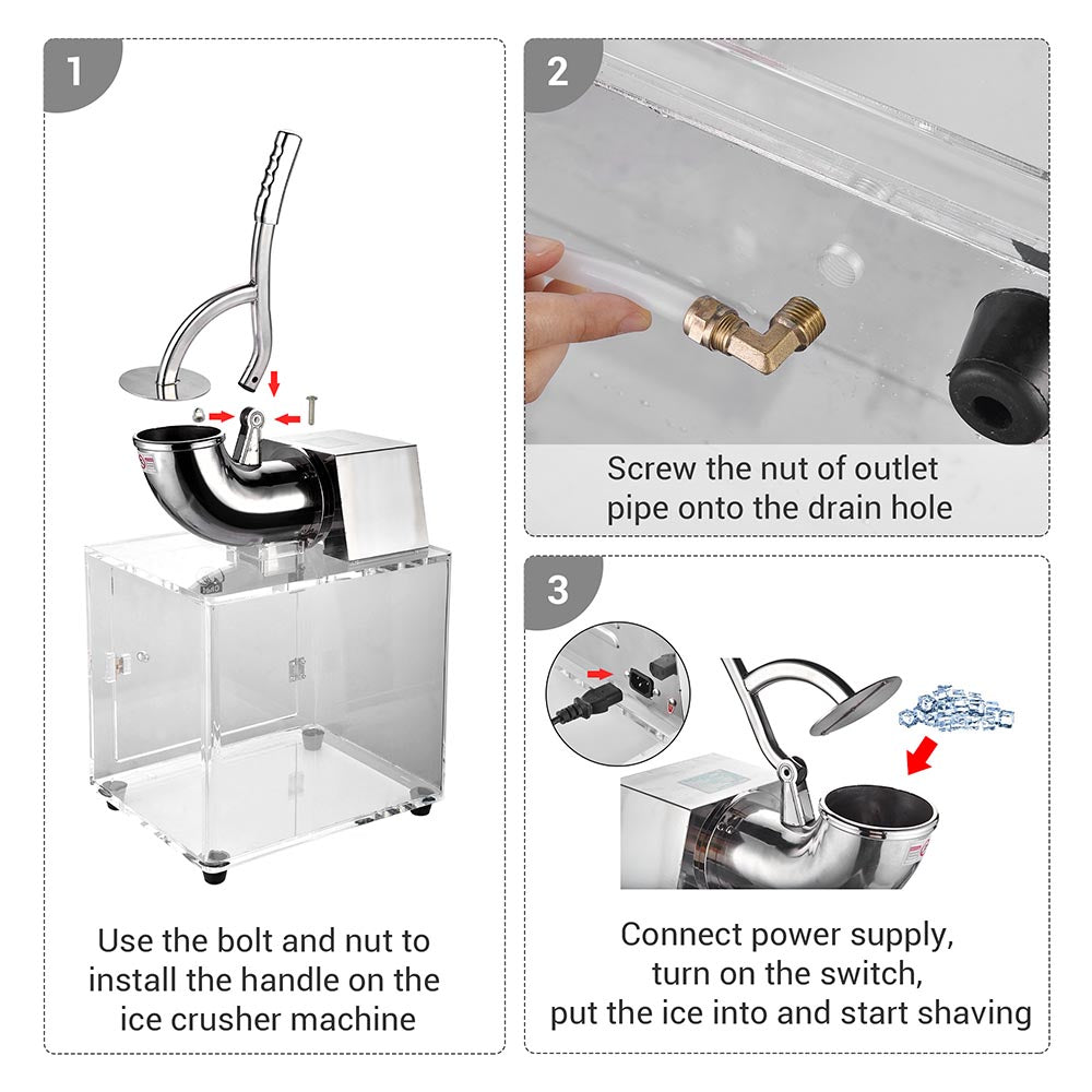 Yescom Electric Snow Cone Machine Ice Shaver w/ Acrylic Case Image