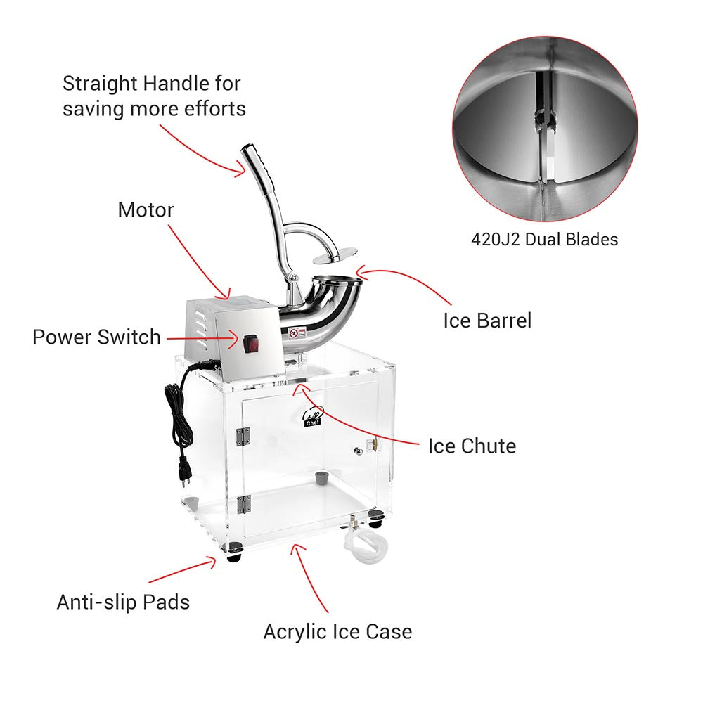 Yescom Electric Snow Cone Machine Ice Shaver w/ Acrylic Case Image