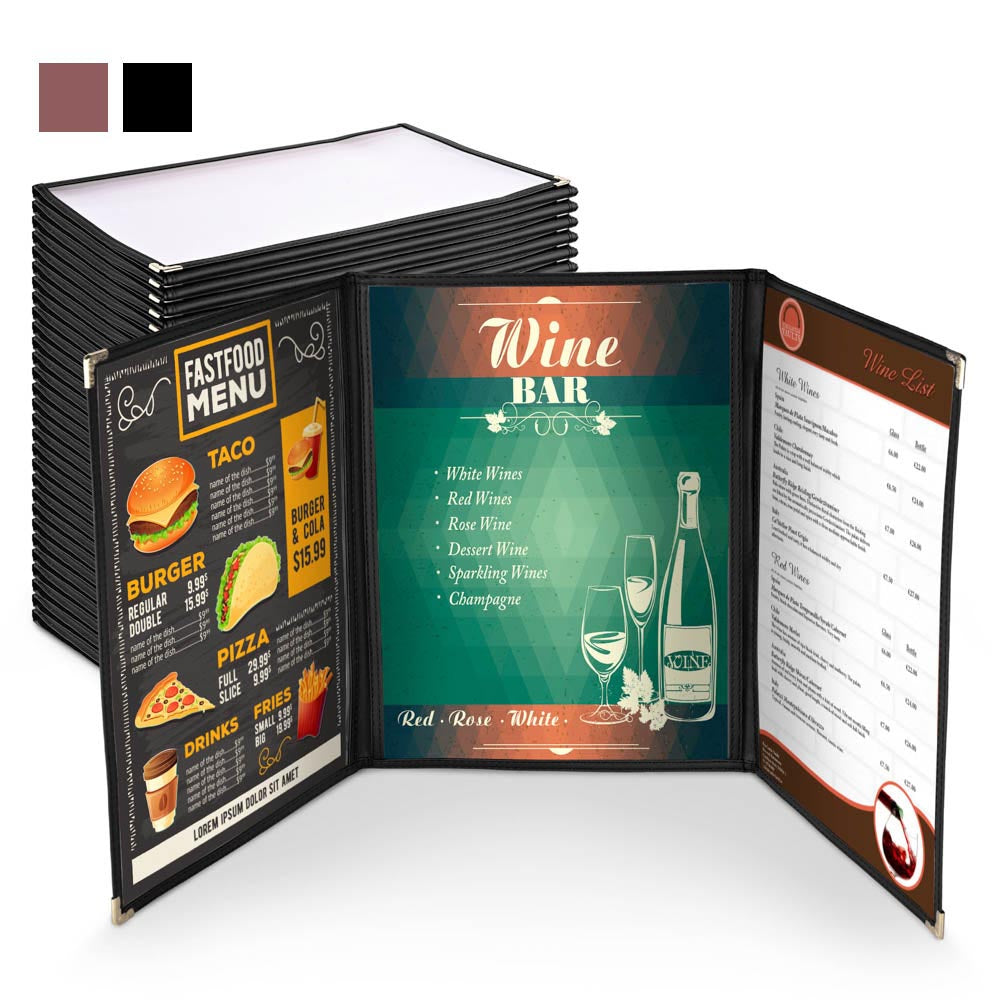 Yescom 30x Menu Covers Cafe Restaurant Triple 8.5x11 Image