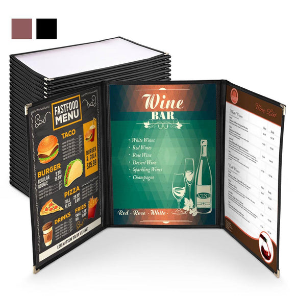 Yescom 30x Menu Covers Cafe Restaurant Triple 8.5x11 Image