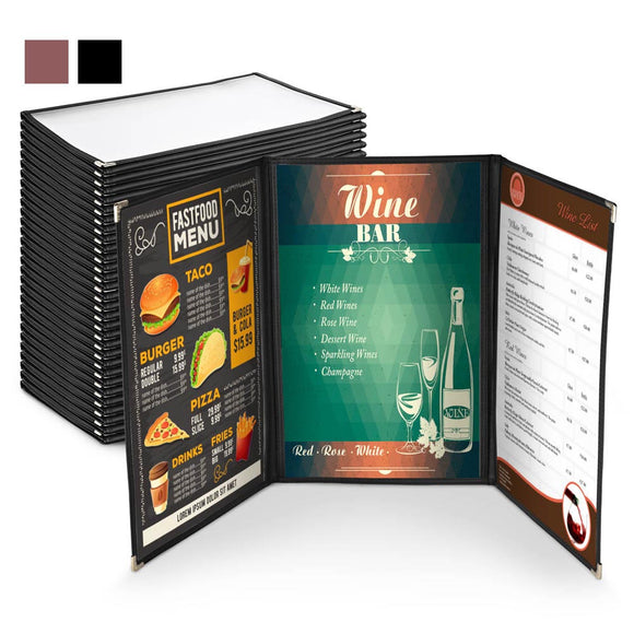 Yescom 30x Menu Covers Cafe Restaurant Triple 8.5x14 Image