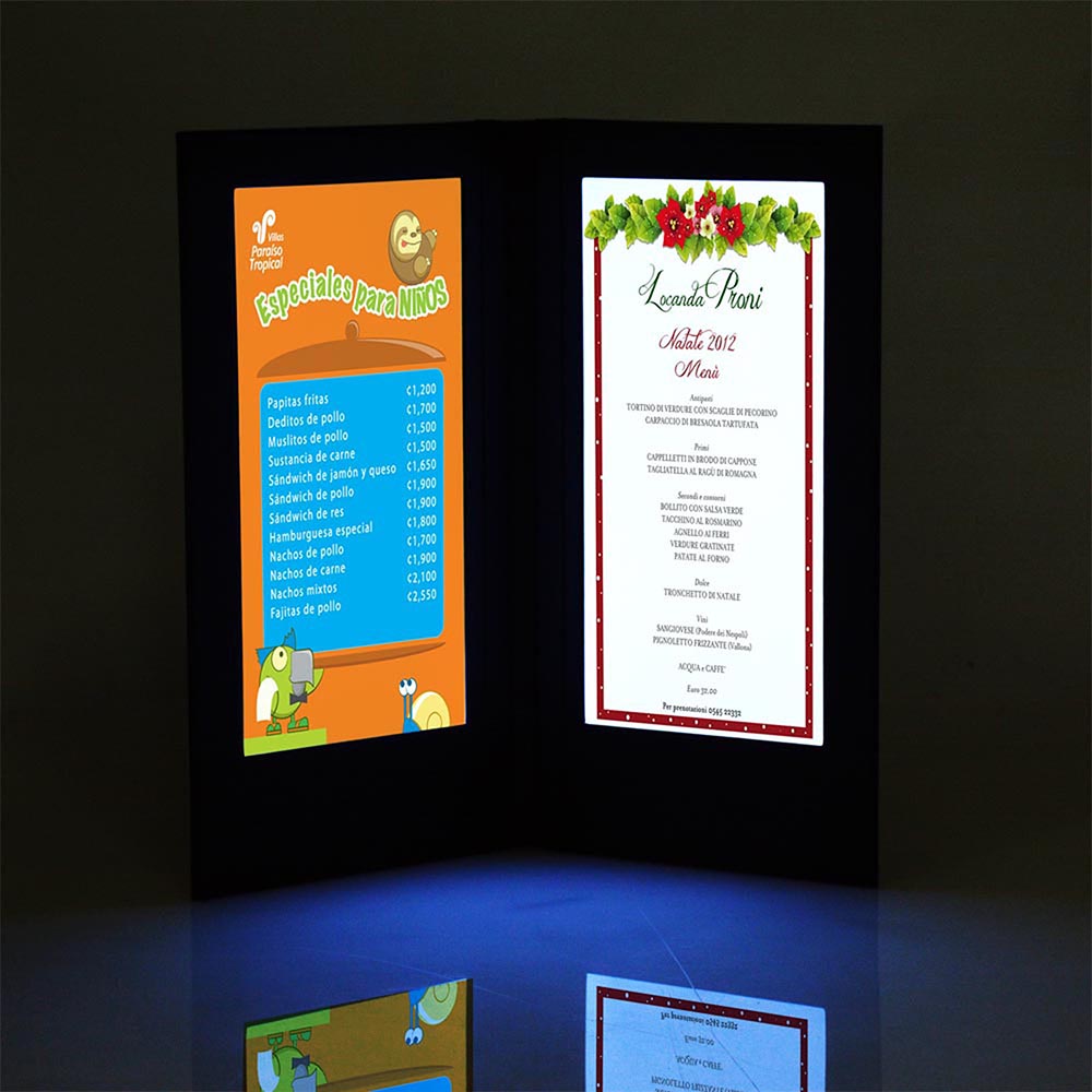 Yescom LED Back Lit Folded Menu Holder Dual Page 5.5x11in Image