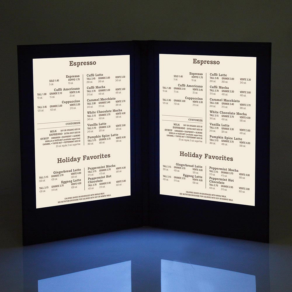 Yescom LED Back Lit Folded Menu Holder Dual Page 8.5x11in Image