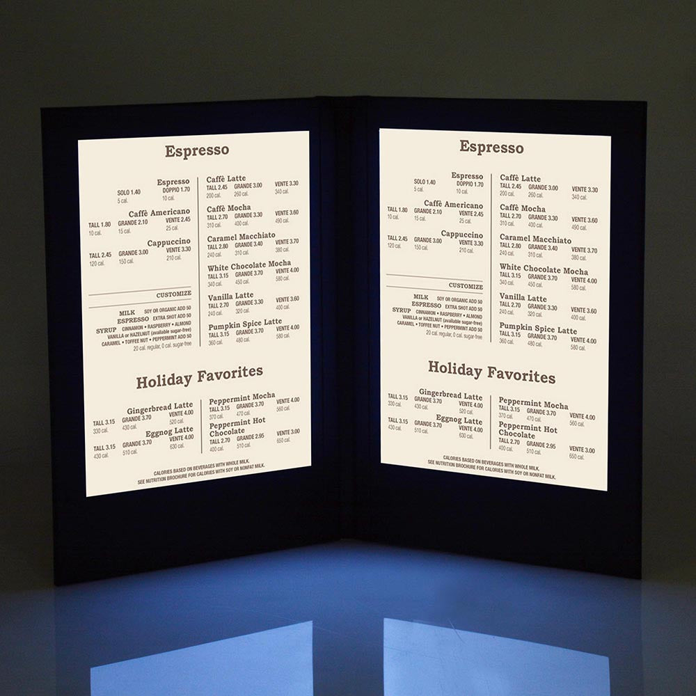 Yescom LED Back Lit Folded Menu Holder Dual Page 8.5x14in Image