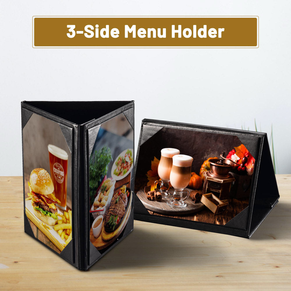 Yescom 10x 3-Sided Table Tent 5x7 Bar Cafe Cards Holder PU Leather Image