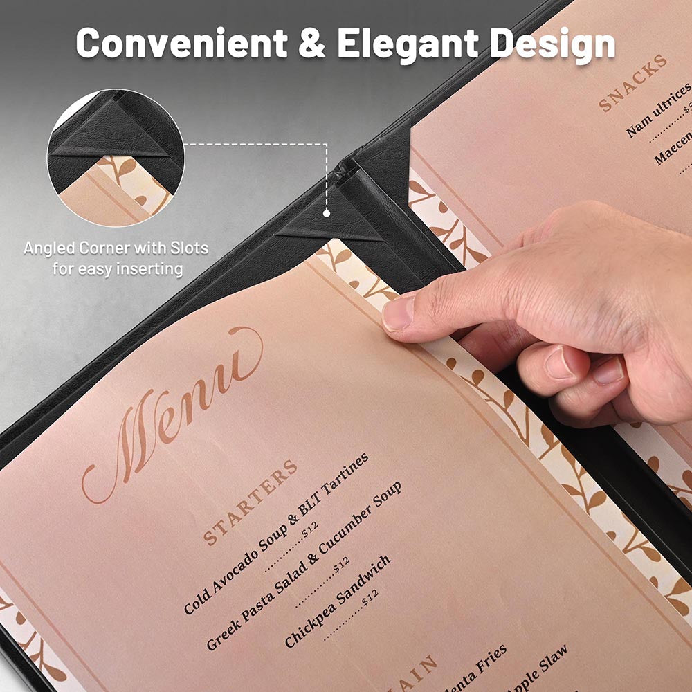 Yescom 8.5x11 PU Leather Menu Covers Set(5) 4-View Image