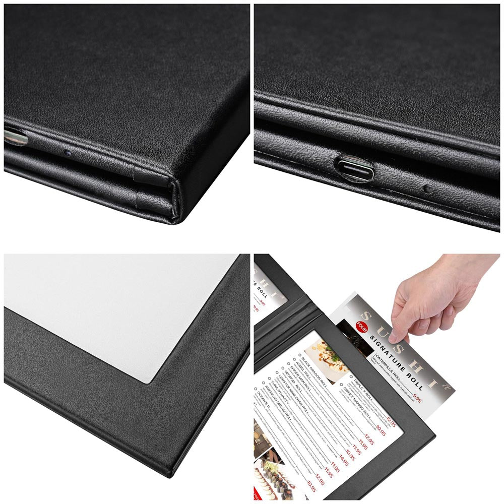 Yescom LED Menu Cover Backlit Menu Holder Double Page 7x 5.5in Image