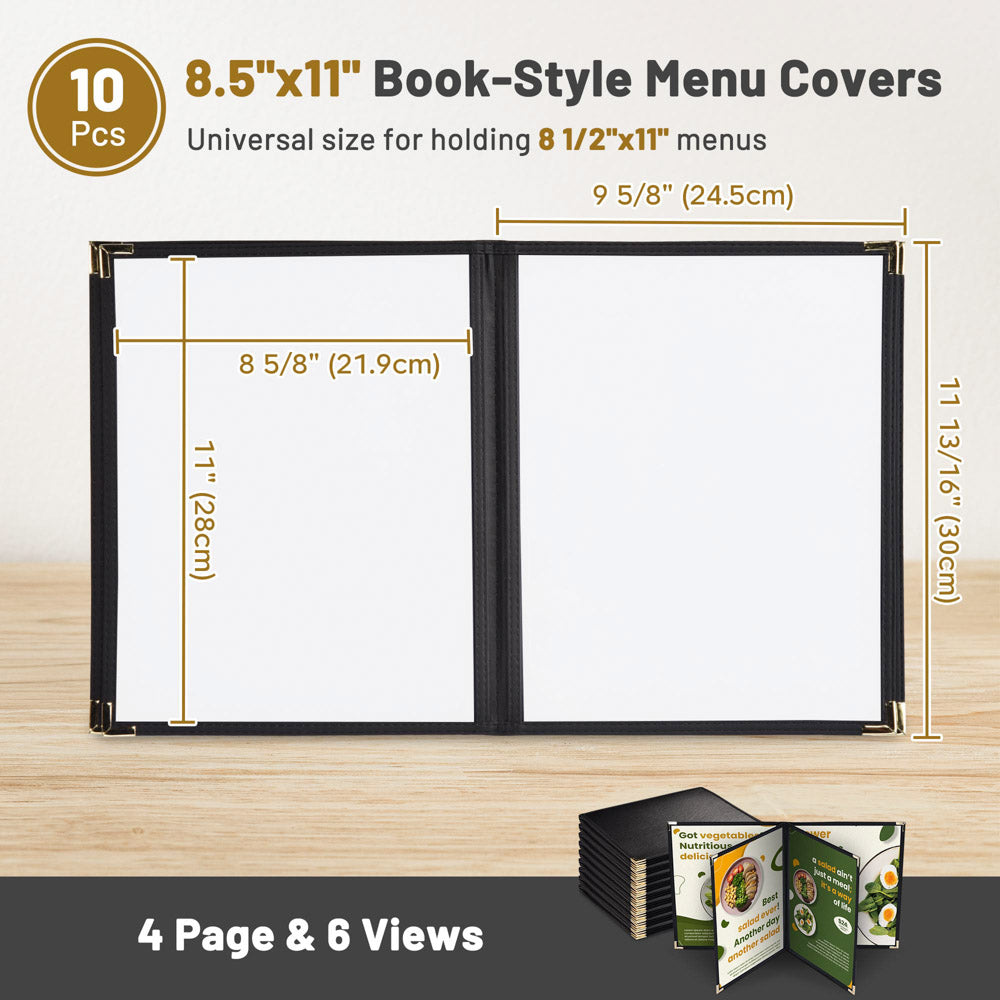 Yescom 8.5x11 PU Leather Menu Covers Set(10) 4-Page 6-View Image