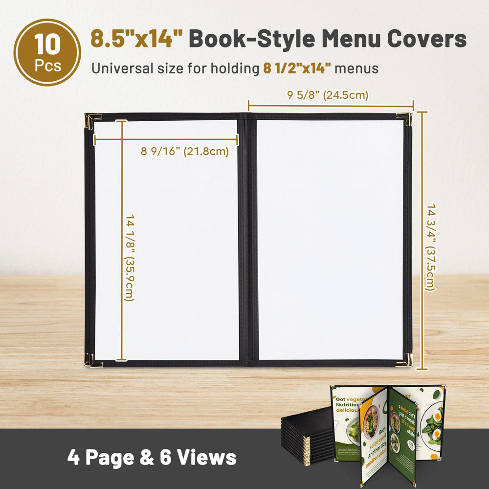 Yescom 8.5x14 PU Leather Menu Covers Set(10) 4-Page 6-View Image