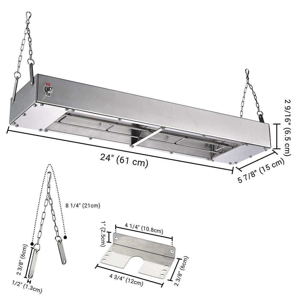 Yescom Food Warmer Overhead Heater 24 in. 900W Image