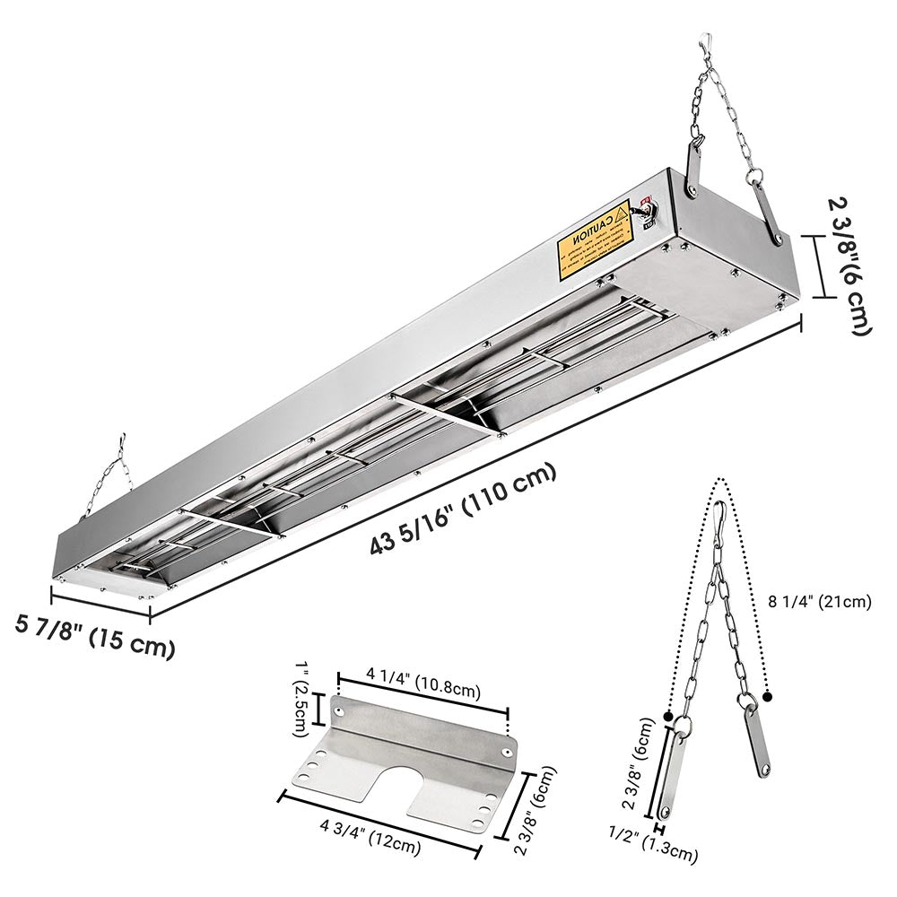 Yescom Food Warmer Overhead Heater 43 in. 1100W Image