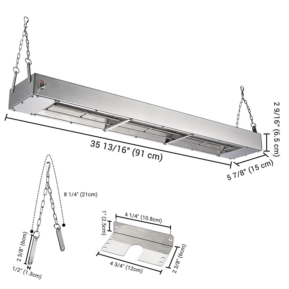 Yescom Food Warmer Overhead Heater 36 in. 1000W Image