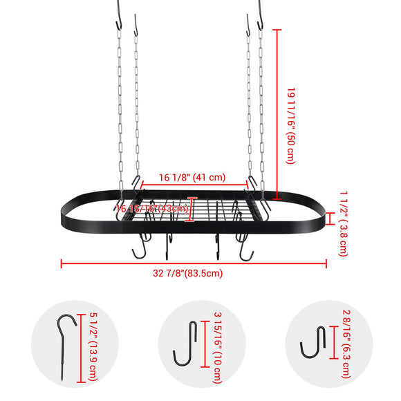 Yescom Ceiling Pot Rack Utensil Holders w/ Grid & 12-Hook Image