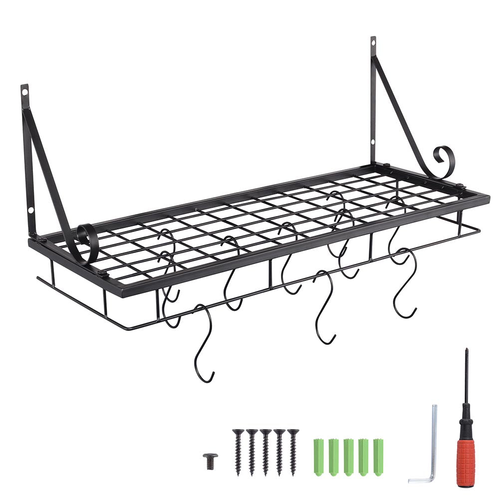 Yescom Wall Mounted Pots and Pans Rack 24 Inch w/ 10-Hook Image