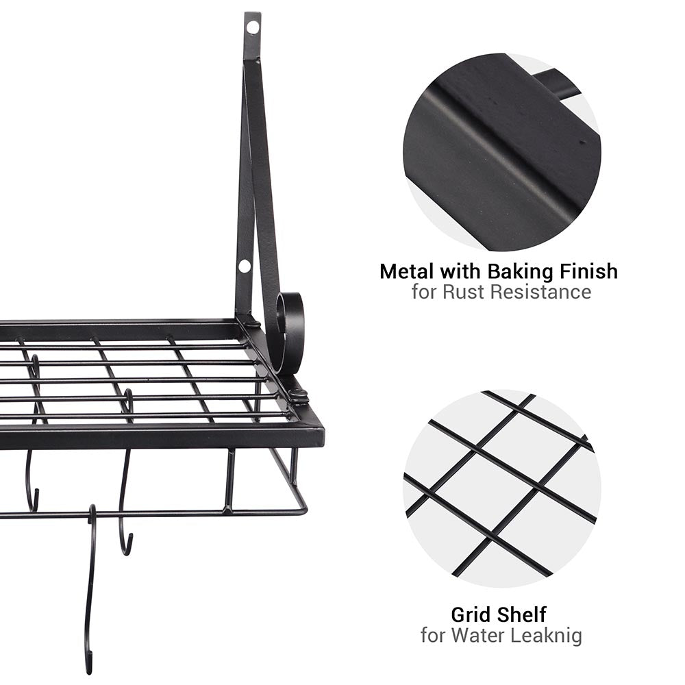 Yescom Wall Mounted Pots and Pans Rack 24 Inch w/ 10-Hook Image