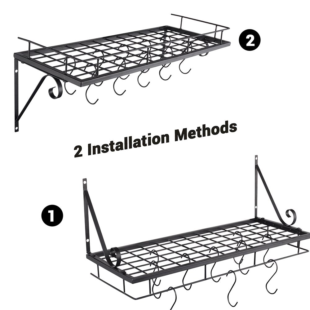 Yescom Wall Mounted Pots and Pans Rack 24 Inch w/ 10-Hook Image