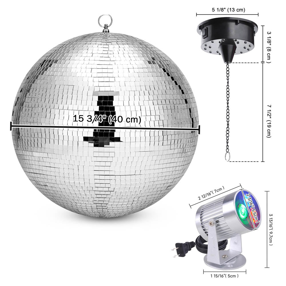 Yescom 16in Shiny Disco Ball with Motor, RGB Light Home Party Image