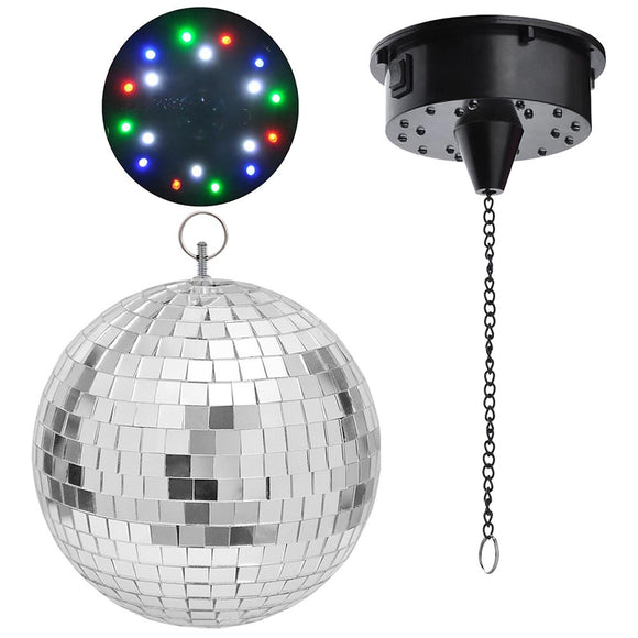 Yescom 12in Mirror Disco Ball DJ Light Set RGB Image