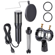 Yescom Condenser USB Microphone & Tripod Stand Kit Chatting Recording Image