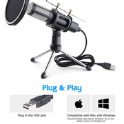 Yescom Condenser USB Microphone & Tripod Stand Kit Chatting Recording Image